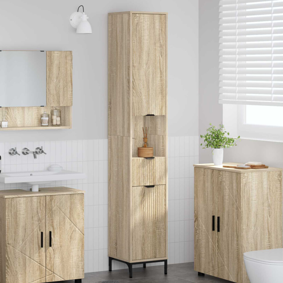 Vidaxl Bathroom Cabinet With Drawer Sonoma Oak 31.5 X 33 X 190 Cm