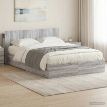 vidaXL Bed Frame with Storage Grey Sonoma 160 x 200 cm Engineered Wood