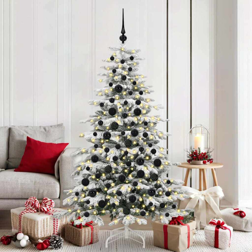 Vidaxl Christmas Bauble Set With 300 Leds 120 Pcs Black Plastic