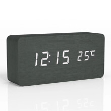 (black) Wooden Digital Alarm Clock, LED Alarm Clock with Temperature Desk Clocks for Office,Bedside Clock