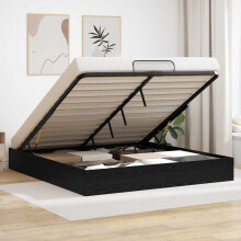 vidaXL Ottoman Bed Frame Black Oak 203 x 180 x 25 cm Engineered Wood