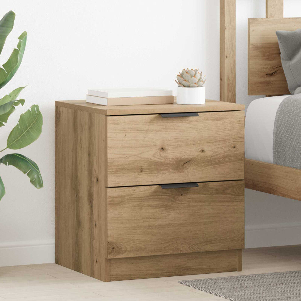 Vidaxl Bedside Cabinet With Drawer 2 Pcs Artisan Oak 45 X 39 X 50Cm