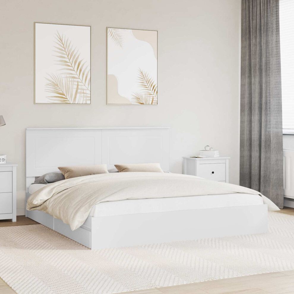 Vidaxl Storage Bed With Headboard White 180 X 200 Cm Engineered Wood