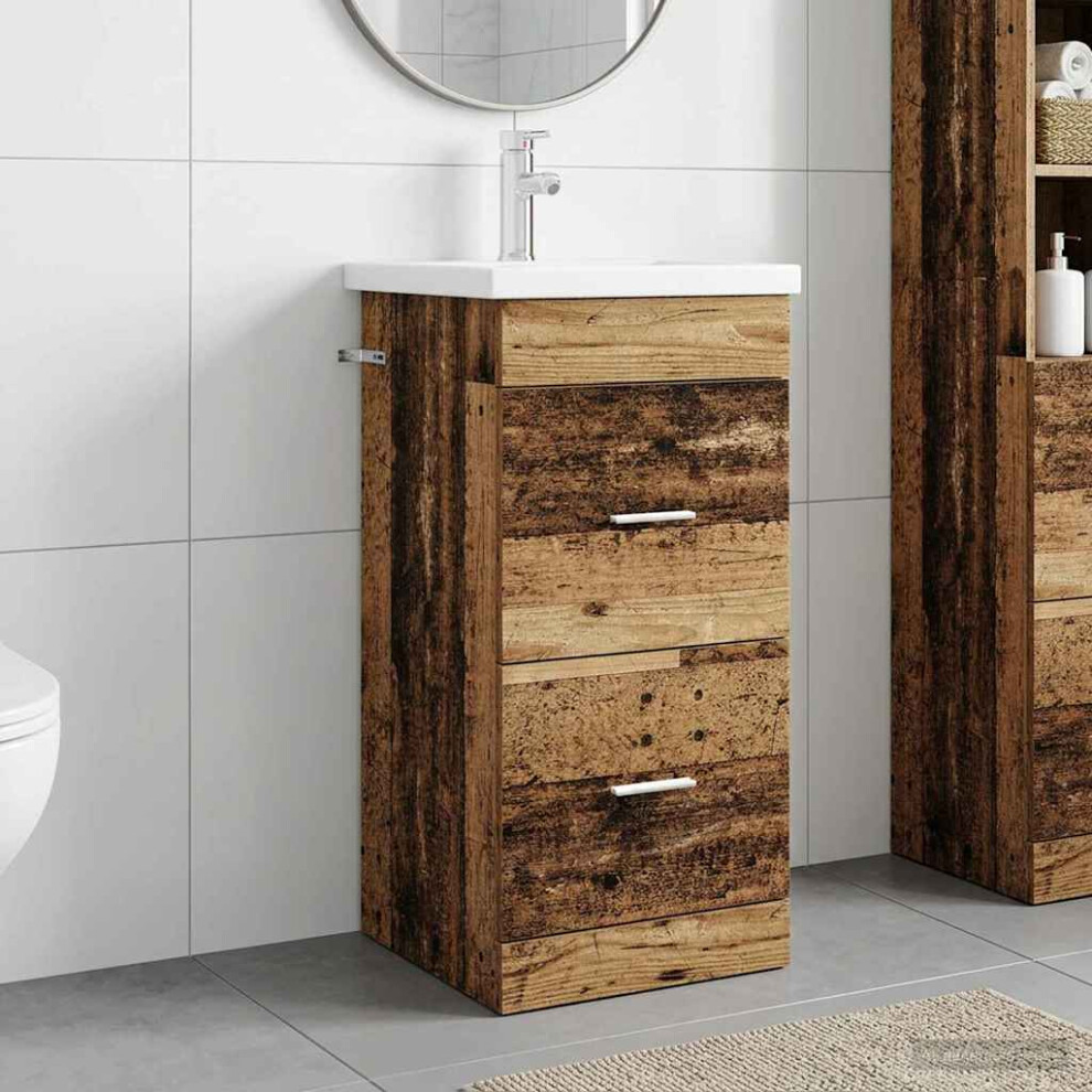 Vidaxl Bathroom Vanity With Sink Old Wood 42 X 40 X 84.5 Cm