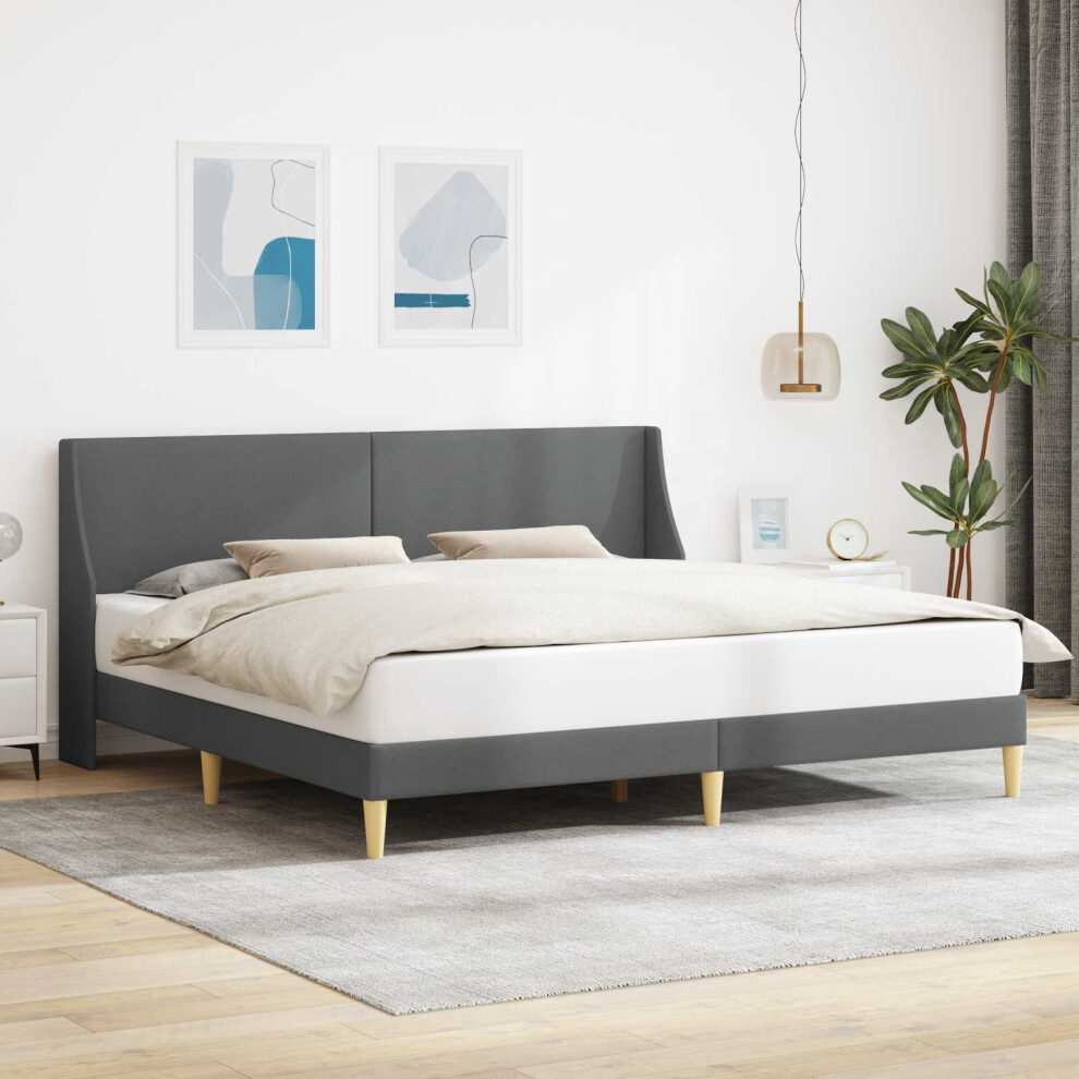 Vidaxl Bed Frame With Headboard Dark Grey 180 X 200 Cm Fabric