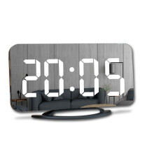 (Black) Digital Alarm Clocks LED Electronic Clock Desk/ Wall Clocks for Bedroom Living Room Office Large Display Mirror Surface