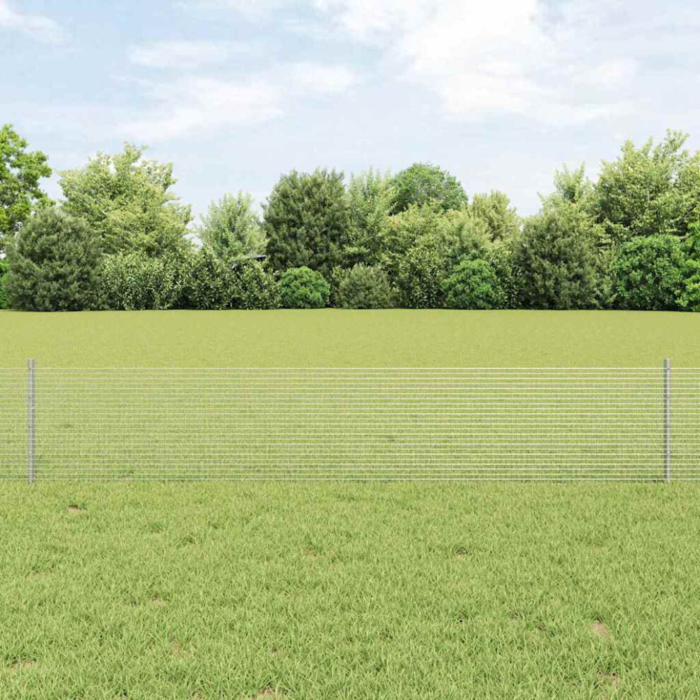 Vidaxl Welded Wire Fence With Post 50 X 0.4 M Hot-Dip Galvanised Steel
