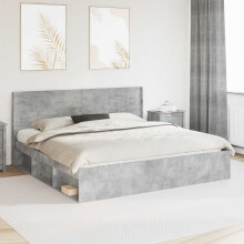 vidaXL Bed Frame with Storage and Headboard Concrete Grey 180 x 200 cm
