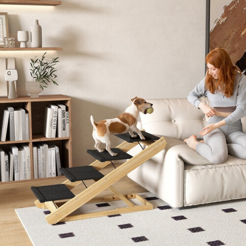 Rampa per cani pieghevole e regolabile in altezza, ideale per letto e divano. 1