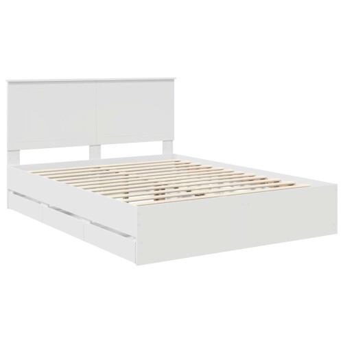 VidaXL vidaXL Bed Frame with Drawer White 150 x 200 cm Engineer Wood 2