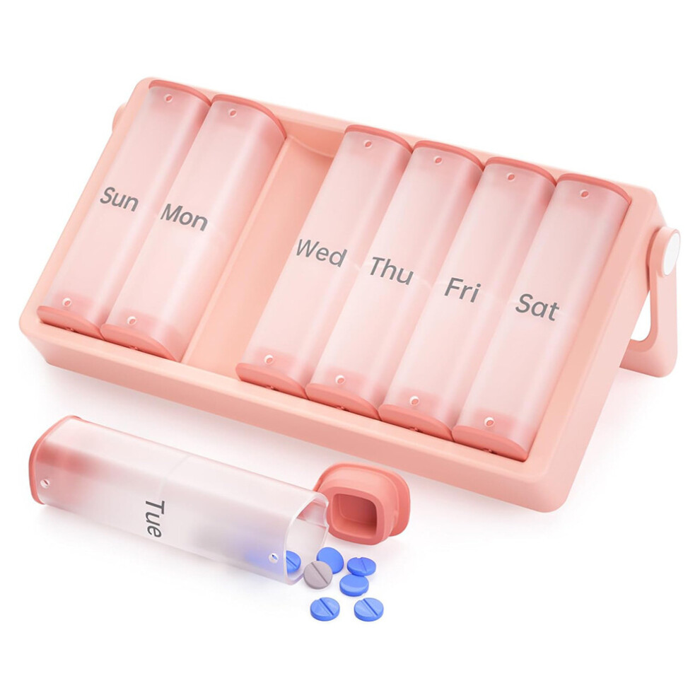 Stoyotu (Translucent Powder) 7 Days Portable Pill Organizer Seniorfriendly Pill Organizer Weekly Pill Organizer For Morning Lunch And Evening Supplements