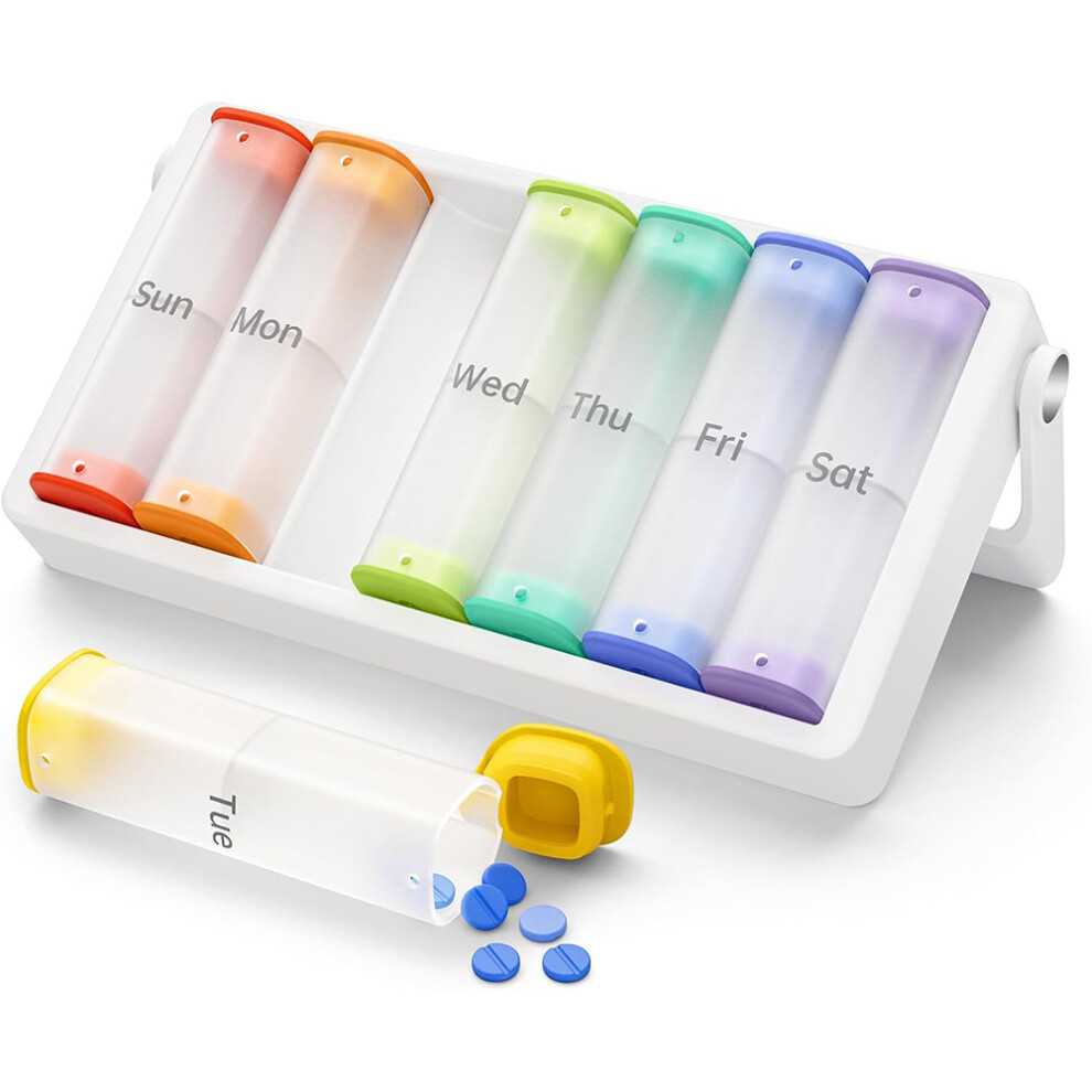 Stoyotu (Translucent White) 7 Days Portable Pill Organizer Seniorfriendly Pill Organizer Weekly Pill Organizer For Morning Lunch And Evening Supplements