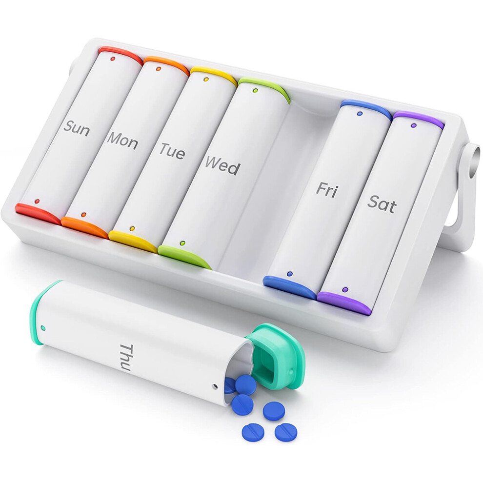 Stoyotu (Solid White) 7 Days Portable Pill Organizer Seniorfriendly Pill Organizer Weekly Pill Organizer For Morning Lunch And Evening Supplements