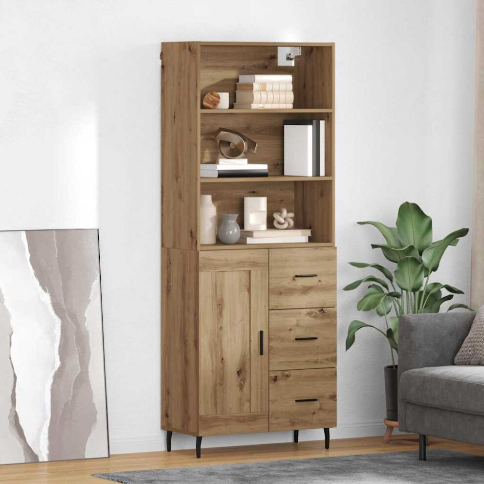 Vidaxl Highboard With Drawer Artisan Oak 69.5 X 34 X 180 Cm