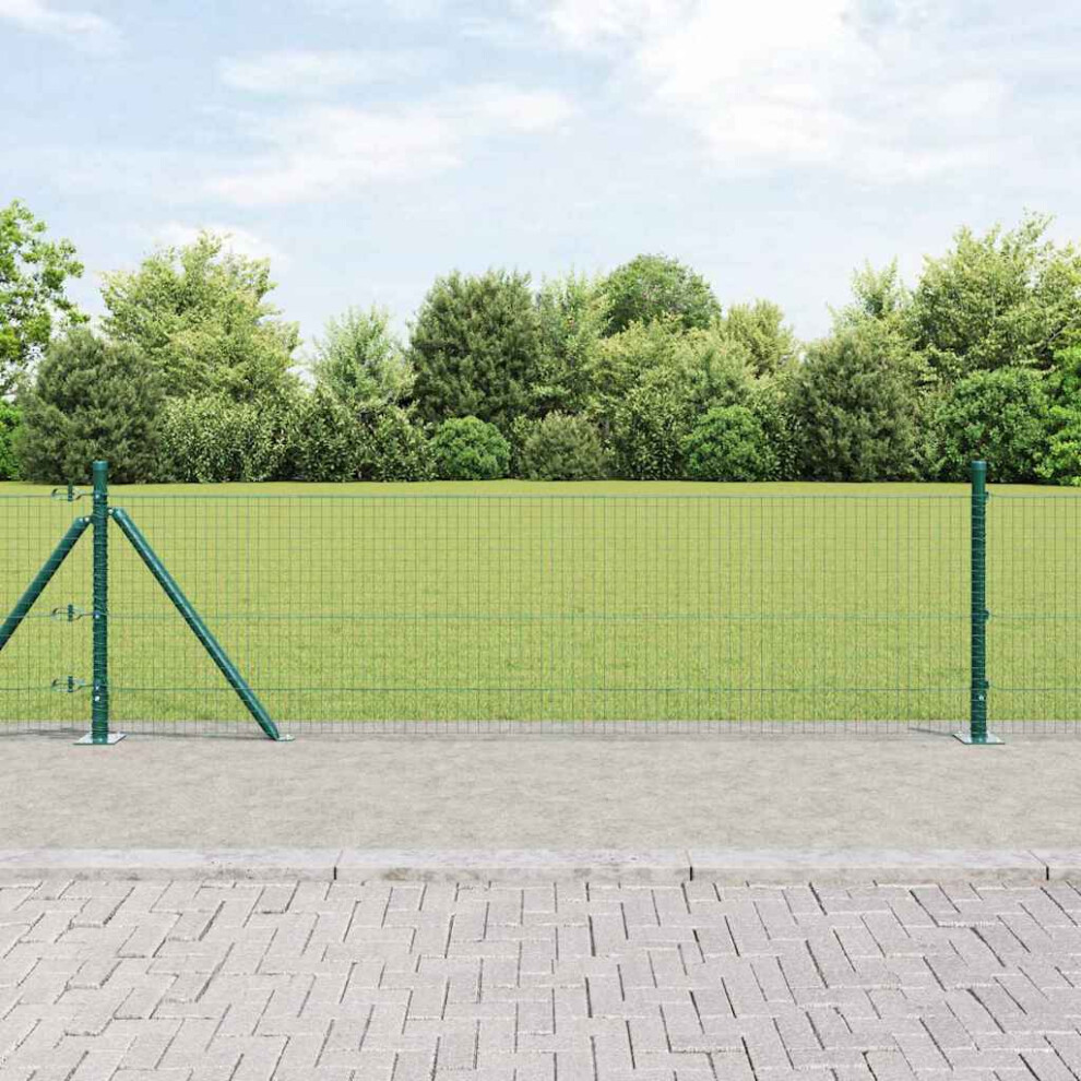 Vidaxl Welded Wire Fence With Concrete Base 50 X 0.6 M Green Mesh