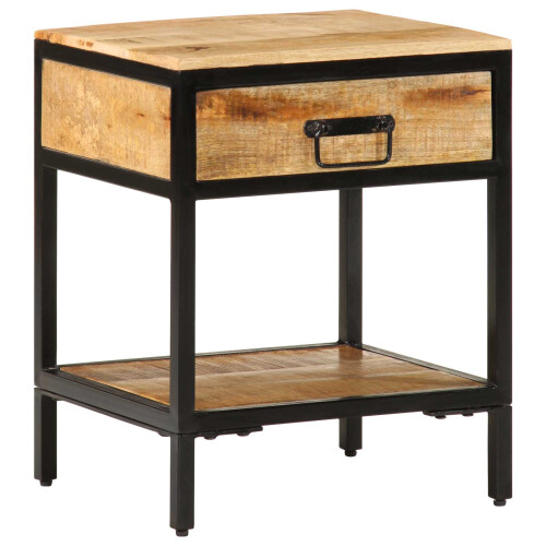 VidaXL vidaXL Bedside Table Brown 40 x 35 x 50 cm Solid Mango Wood and Metal