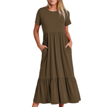 Vestido casual de verão feminino marrom tamanho XL