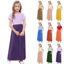 Sommerkleid für Mädchen von 4-14 Jahren, lässig, einfarbig, A-Linie