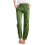 Calça feminina de corte reto em algodão e linho com cintura elástica verde 1