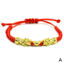 Pulseira de cordão duplo vermelho, bijuteria da moda, 1 peça.