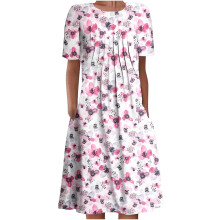Robe d'été bohème pour femme, manches courtes, longueur genou