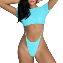 Women's one-piece swimsuit solid color back thong