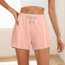 Dame ensfarvede shorts med elastisk talje og snørelommer