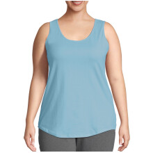 Regata feminina de verão plus size, cor lisa, modelagem solta.