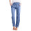 Calça feminina azul celeste de linho e algodão com pernas largas, tamanho XL. 1