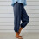 Pantaloni da jogging da donna in cotone e lino, blu navy, taglia S 3