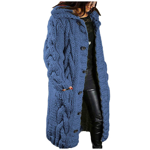 Cardigan da donna con cappuccio, blu, taglia XL. 1