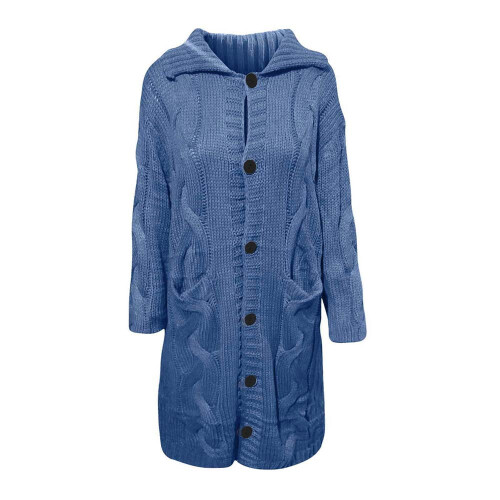 Cardigan da donna con cappuccio, blu, taglia XL. 2