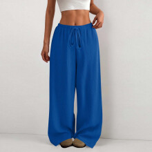 Calça esportiva feminina lisa com cintura elástica e laterais