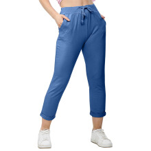 Pantalon crayon uni décontracté pour femme avec taille élastique et