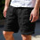 Men's linen blend cargo shorts solid color knee-length 1