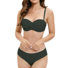 Set bikini pentru femei, culoare uni, fără spate, din două piese