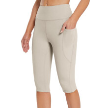 Knielange, hochgeschnittene Yoga-Leggings für Damen mit Taschen