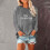 Damen-Freizeit-Sweatshirt mit langen Ärmeln und Rundhalsausschnitt, einfarbig oder 2