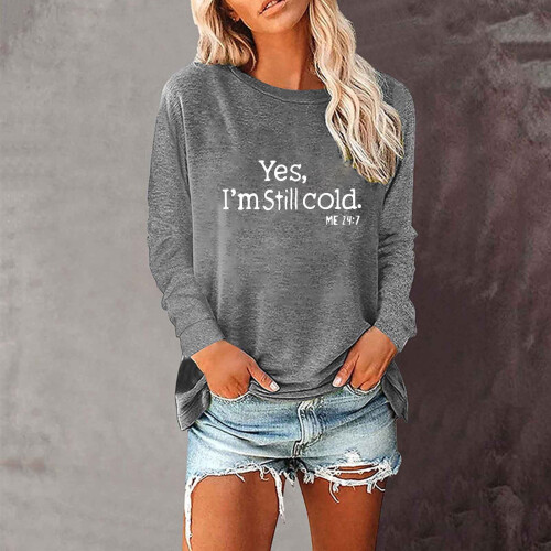 Damen-Freizeit-Sweatshirt mit langen Ärmeln und Rundhalsausschnitt, einfarbig oder 1