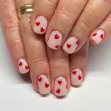 Uñas postizas para el Día de San Valentín con diseño de corazón (24 unidades)