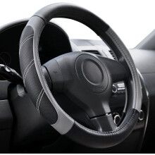 Housse de volant en cuir 14,5-15 pouces Noir Gris