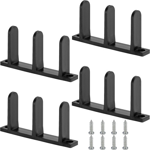 Skena för garderobsdörr, golv, ABS, svart, 4-pack