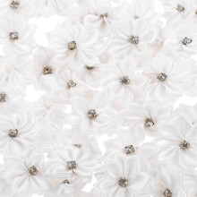Horquillas blancas con flores artificiales para el cabello y sombreros (100 unidades)