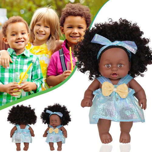 Boneca realista de bebê negra de 20 cm com roupas