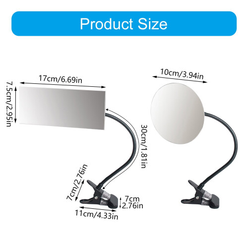 Espejo de maquillaje ajustable redondo o rectangular (1 unidad) 2
