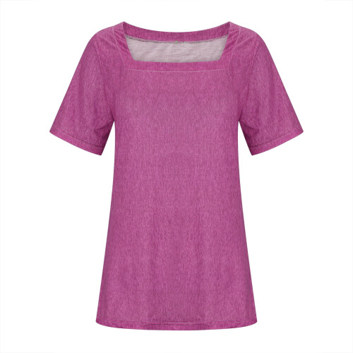 Damen Kurzarm-Top mit eckigem Ausschnitt, pink, XXL 2