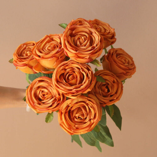Rose di seta vintage con steli (10 teste) 2