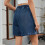 Shorts jeans femininos com cintura elástica e bolsos de 5 polegadas. 5