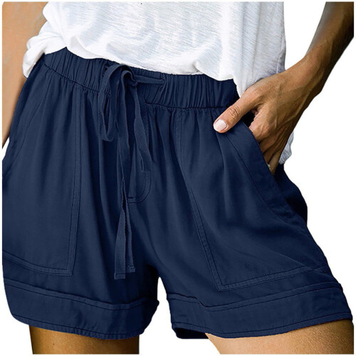 Shorts casuais femininos plus size com cintura elástica e 1