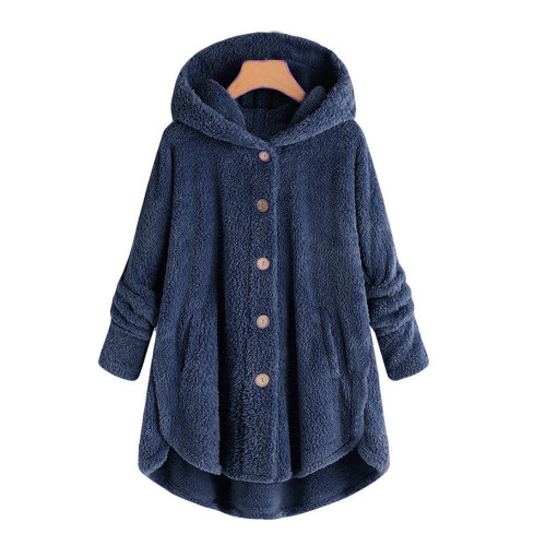 Fleece-hettegenser til dame, marineblå, pluss størrelse 2-3XL 1